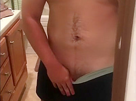 Latino masturbating in the bathroom