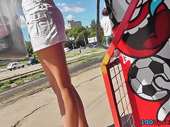 Lengthy legged teenie up petticoat on the web camera