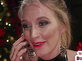 Lesbian dominas strapon fuck Christmas submissive MILF