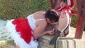 Lesbian grannies in Santa outfits with happy ending
