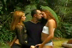 Lewd Threesome In A Wood