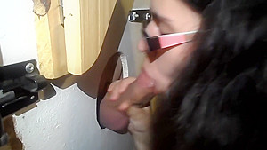 Lilly's First Gloryhole Blowjob and Cum Swallow!