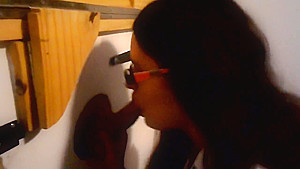 Lilly's First Gloryhole Blowjob and Cum Swallow!