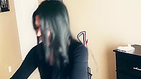 Little Asian Maid Gets Stuck Under Bed