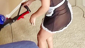 Little Asian Maid Gets Stuck Under Bed