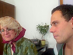 Lonely old grandma pleases young guy