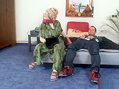 Lonely old grandma pleases young guy