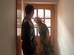 Lonely old grandma pleases young guy