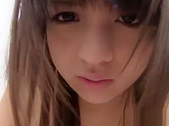 Lovely Asian teen 18+ in a short skirt gives pov blowjob