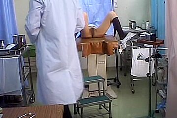 Lovely Japanese gets her pussy toyed during a Gyno exam