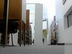 Lovely goddess flashes her private parts in the college library