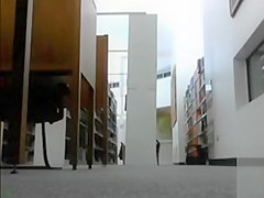 Lovely goddess flashes her private parts in the college library