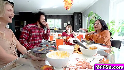 Lucky Hot Guy Having Delicious Dinner With These Horny