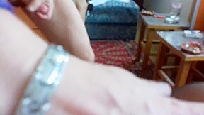 Massive cum on black nylon and heels