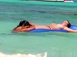 Massive natural big boob teen 18+ going topless on the public beach!
