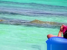 Massive natural big boob teen 18+ going topless on the public beach!