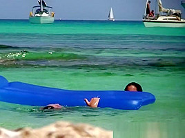 Massive natural big boob teen 18+ going topless on the public beach!