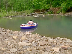 Masturbating At The Creek In A Raft