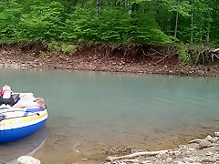 Masturbating At The Creek In A Raft
