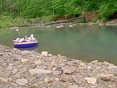 Masturbating At The Creek In A Raft