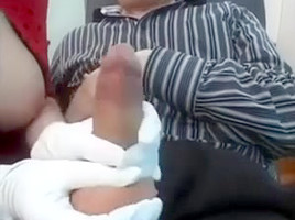 Mature handjob and footjob