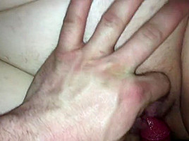 Milf Red Head pussy, belly play Lies on her back