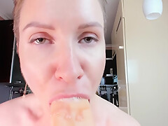 Milf Sucks A Big Dildo And