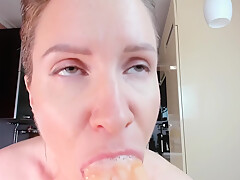 Milf Sucks A Big Dildo And