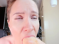 Milf Sucks A Big Dildo And