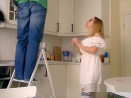 Milf Teasing On Cam While Handy Man Is Working