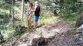 Milf Woman With Big Tits Jerking Fat Dick In The Woods