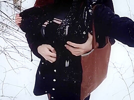 Molly Redwolf - Fucked A Naked Bitch In The Winter Forest Cum In Her Mouth