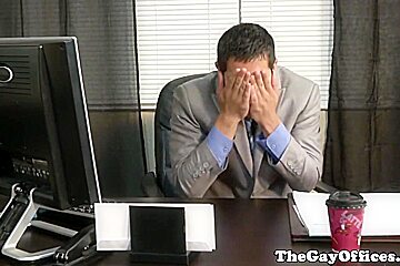 Muscular office hunk drilling his boss