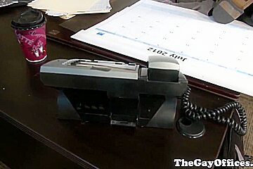 Muscular office hunk drilling his boss