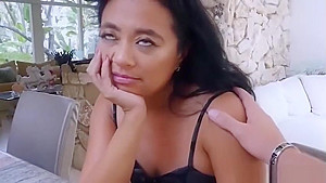 My brunette stepmom is a spicy one and she loves sex