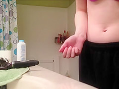 My teen 18+ girlfriend taking a hot shower