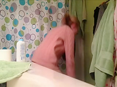 My teen 18+ girlfriend taking a hot shower