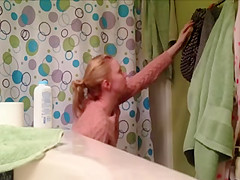 My teen 18+ girlfriend taking a hot shower