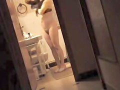 Naked wife in washroom on the