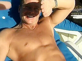 Naughty Couple Sex Action On The Sunbed Ended With Facial