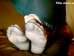 Nylon Foot Worship And Cumshot By My Foot Slave
