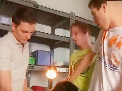 One Boy with Three Uncut Cocks and gets Wet