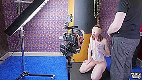 Oral slave gagging on her masters dick