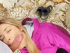 Outdoor Beach Sucking And Jerking Cock Off