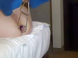 PR spreader in her anus and assfucked