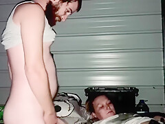 Passionate Couple Sex Outdoors In An Open Shed