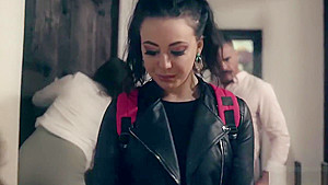 Perverted brunette MILF banged by a bad cousins cock