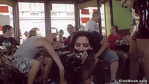 Petite Beauty Gangbang Fucked In Cafe With Fetish Liza