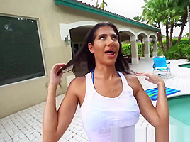 Petite Latina teen 18+ Victoria Valencia Rides Cock Outside