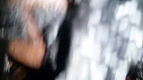 Petite black girl throats dick in backseat 